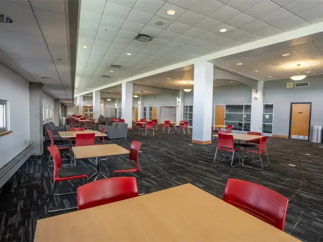 Image of seating and tables available in the Quiet Lounge