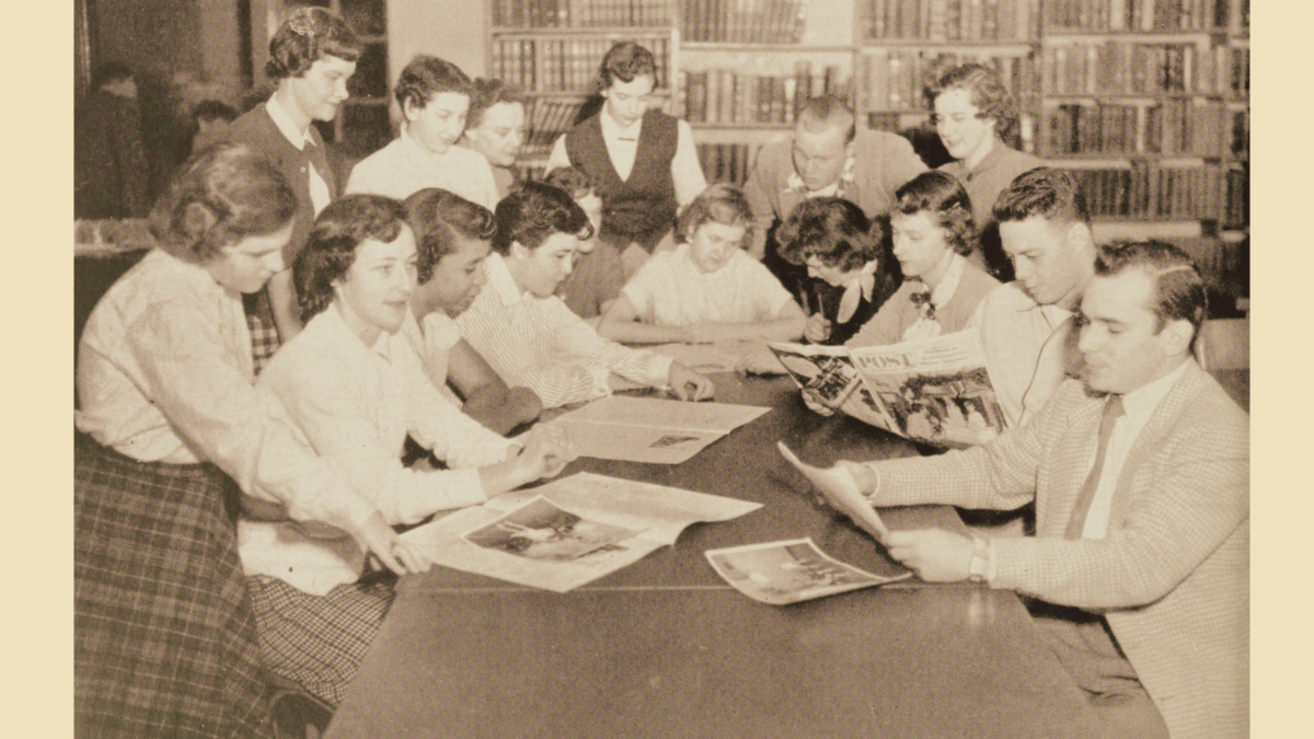 Historical image of students at Glassboro State College
